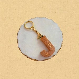 Custom Letter “J” Butterfly Key Chain - Peach Gold
